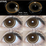 Qfdian  2PCS Color Contact Lenses (Pearl Series) Brown Natural Lenses Gray High Quality Eye Contacts 14.5mm Big Pupil Beauty Lense