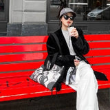 Qfdian Harajuku Women Grunge Shoulder Underarm Bag Y2k Aesthetic Women Casual Shopping Canvas Bags Vintage Drawstring Pleated Handbags