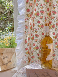 Qfdian  American Ruffled Edge Curtains, Lace French Countryside Style Printed Rose Bedrooms, Ins Style Bay Windows, Screen Curtains,