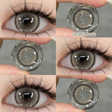 Qfdian  2PCS Big Grey Contact Lenses for Eyes Myopia Colored Contact Lens Natural Brown Pupils Gradient Contact Lens Black Lens