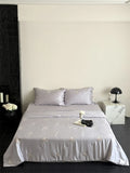 Qfdian 60S Lyocell Bamboo Fiber Flower Embroidery Summer Quilt Bedding Set Soft Silky Thin Comforter Blanket With Bed Sheet Pillowcases