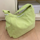 Qfdian Large Capacity Corduroy Bag, Women's Single Shoulder Casual Five Pointed Star Crossbody Bag, Versatile Tote Bag