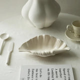 Qfdian  Shell Plate Cream Retro Ceramic Plate Fruit Snack Plate Dinner Tray Dish Set Jewelry Storage Dish Tableware Gift