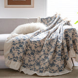 Qfdian Farmhouse Sofa Covers Blue Boho Couch Cover for 3 Cushion Couch Sofa Living Room Pet Sofa Covers for Dog Cat Washable Slipcovers