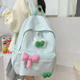 Qfdian Streetwear Travel Backpacks for Women Students Fashion All Match Trendy Schoolbags Sweet Y2k Aesthetic Plaid Kawaii Bow Backpack