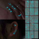 Qfdian  15pcs Luminous Glowing Waterproof Temporary Tattoo Sticker Fresh Wing Butterfly Animal Fake Tatto Flash Tatoo for Women men