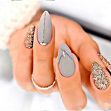 Qfdian 24Pcs Short Round Head False Nails Glitter Pink Almond Fake Nails Strawberry Full Cover Press on Nails Wearable Nail Tips