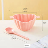 Qfdian  1pc Creative New Style Ceramic Tableware Household Kitchen Restaurant Supplies Anti Scalding Double Ear Pink Cute Love Soup Bowl