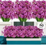 Qfdian 60 Bundles Artificial Flowers for Outdoor No Fade Fake Plastic Outside Flowers Faux Plants for Decoration Hanging Planters
