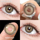 Qfdian  1 Pair Colored Contact Lenses for Eyes Natural Brown Gray Eye Contacts Yearly Cosmetics Pupils Blue Lens Green Contacts