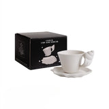 Qfdian  Home French Conch Mug Coffee Shop Matte Ceramic Coffee Cups Retro Relief Shell with Cup Plate Set Mate Pair Cup Gift Tea Cup