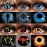 Qfdian 1 Pair Halloween Cosplay Color Contact Lenses Cosplay Anime Eye Colored Contacts Lenses for Eyes Scary Cosplay Lenses
