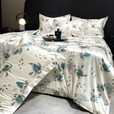 Qfdian 2025 new high-end luxury silky Sleeping naked digital printing washed silk style Bedding Set Duvet Cover Bed Sheet Pillowcases