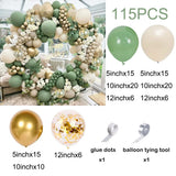 Qfdian  Sage Green Sand White Gold Balloons Garland Arch Kit Gold Confetti Latex Balloon Baby Shower Birthday Party Decoration Wedding