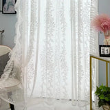 Qfdian  Sheer Curtains for Living Room Luxury Bedroom Tulle Curtains for Window French Lace Small Floral White Gauze Princess Style