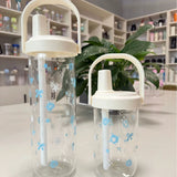 Qfdian  Cute Plastic Straw Water Bottle With Lid Large Capacity Leak Proof Coffee Juice Cups Boba Pearl Milk Tea Drinks Water Cup