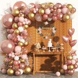 Qfdian  144pcs Rose Golden Balloon Arch Set, Suitable for Wedding Decoration,Birthday,Valentine'S Day Halloween Decoration,Thanksgiving