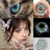 Qfdian  1 Pair Big Eyes Colored Contact Lenses Natural Brown Eyes Lens Gray Pupils Eyes Makeup Korean Style Contact Yearly Use