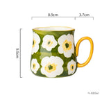 Qfdian  ceramic mug, hand drawn style water cup, 16oz/480ml breakfast cereal coffee cup