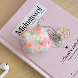 Qfdian Transparent Oil Painting Flower Shockproof Protector With Keychain For AirPods 1 2 3 4 Case For AirPods Pro 2 Protection Cover