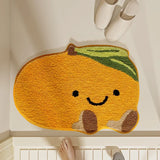 Qfdian  Creative Fruit-shaped Bath Mat Thickened Flocked Microfiber Bathroom Rug Non-slip Water-absorbent Quick-drying Foot Mat