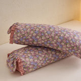 Qfdian 1Pc Floral Ruffles Yoga Cervical Pillow Pure Cotton Buckwheat Pillow Health Care Stick Pillow Cervical Physiotherapy Neck Pillow
