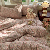 Qfdian  Floral Bedding Set Korean Style Soft Bed Sheet Set Queen King Size Duvet Cover Set No Filling With Pillowcase Bedroom Decor