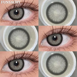 Qfdian  2PCS Natural Brown Gray Lenses for Eyes Blue Lenses Beautiful Pupil Korean Fashion Color Round Lens Yearly Cosmetics