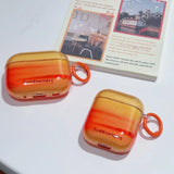 Qfdian  Artistic beauty smudge orange sunset suitable for AirPods1/3 protective case Apple airPods4 Bluetooth headset cover