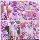 Qfdian  Pink Purple Balloon Garland Arch Kit Metal Purple Pink Balloons Purple Confetti Balloons Wedding Bridal Shower Party Decorations