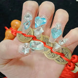 Qfdian 10pcs High Quality Handmade Press on Nails BLingBLing Blue Eyes Diamond of Duck Egg Korean Nail Art Accessories