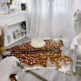 Qfdian  Sika Deer Skin Area Floor Rug Imitation Animal Skin Pelt Shape Handmade  Velvet Imitation Carpert