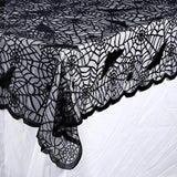 Qfdian  Rectangular Halloween Tablecloth, Halloween Bat Spider Web Tablecloth Decor, Black Lace Tablecloth Bat Cobweb Table Cover for H