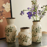 Qfdian  Ceramic Vase Mini Ornament Living Room Flower Arrangement Retro Dining Table Decoration Chinese Wabi Sabi Style Relief Artwork
