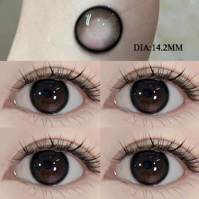 Qfdian 1 Pair Natural Colored Lenses for Eyes  baby Black Eyes Contacts Lens Beauty Pupil 1 Yearly  First Shipping