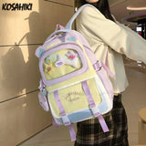 Qfdian High-capacity Casual Contrast Color Backpacks Y2k Aesthetic Transparent Schoolbags Streetwear Students Patchwork Backpack Women