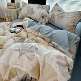 Qfdian  Duvet Cover Set  A-class Ultra Soft Jacquard Double-layer Yarn Washed Cotton Bedding Set  Floral Bed Sheet