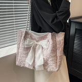 Qfdian  Luxury Design Fashion Chic Bow Shoulder Underarm Bag Y2k Aesthetic Office Lady Women's Handbags Elegant Ins All Match Tote Bags