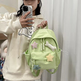 Qfdian Women Students Simple All Match Kawaii Backpack Sweet Cute Star Bone Schoolbags Casual Y2k Aesthetic Fashion Preppy Backpacks