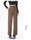 Qfdian  Spring Korean Fashion Flipped Casual Women's Suit Pants New Solid Color Versatile Straight Leg Women Loose Wide Leg Pants