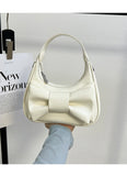 Qfdian Japanese Sweet Kawaii Bow Purses and Handbags Women Casual Top-Handle Bags Y2k Elegant Shoulder Crossbody Bag Fashion Clutches