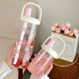 Qfdian  New Plastic Water Bottle With Straw Lid Portable Large Capacity Bubble Milk Tea Cups for Children Students Leak Proof Coffee Cup
