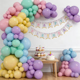 Qfdian  123-Piece Unicorn-Themed Party Decoration Set, Including Macaron-Style Latex Balloons, Suitable for Wedding Decorations, Anniversary Celebrations, and Birthday Party Arrangements, Including a Happy Birthday Banner