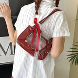 Qfdian Y2K Transparent Love Itabag Zipper Bag Jk Kawaii Shoulder Bag Underarm Commuting Bag Messenger Bag Lace Crossbody Bag Women