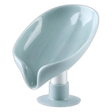 Qfdian 2pcs Drain Soap Holder Leaf Shape Soap Box Suction Cup Tray Drying Rack for Shower Sponge Container Kitchen Bathroom Accessories