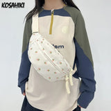 Qfdian  Japanese Ins Sweet Flower Print Women's Handbags All Match Kawaii Fashion Chest Bag Y2k Aesthetic Casual Shoulder Crossbody Bags