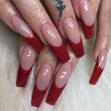 Qfdian 24Pcs Extra Long Square Fake Nail with Glue 3D Little Bear Bow Design False Nails White French Press on Nails Wearable Manicure