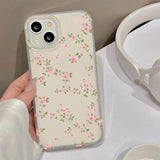 Qfdian Aesthetic Cute Flower Phone Case For iPhone 14 15 Pro 13 12 16 11 Pro Max Plus 12 Mini Slim Silky Skin Matte Flower Back Cover