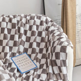 Qfdian Throw Blankets Flannel Blanket with Checkerboard Grid Pattern Soft Throw Blanket for Couch, Sofa Warm and Cozy for All Seasons