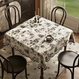 Qfdian  Printed Rectangle Tablecloth Cotton Linen Waterproof Heat-resistant Dining Table Cover Mat Outdoor Picnic Party Table Decoration